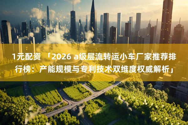 1元配资 「2026 a级层流转运小车厂家推荐排行榜：产能规模与专利技术双维度权威解析」